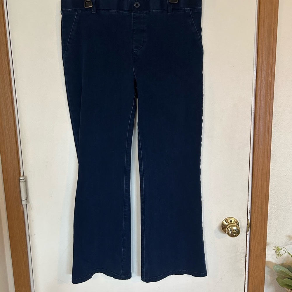 Betabrand XL P Stretchy Pull On Navy Wide-Leg Jeans